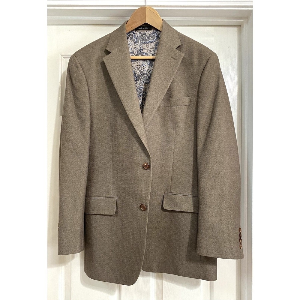 Lauren Ralph Lauren Men 40R Brown Textured Two Button Blazer Paisley Lining 40 R